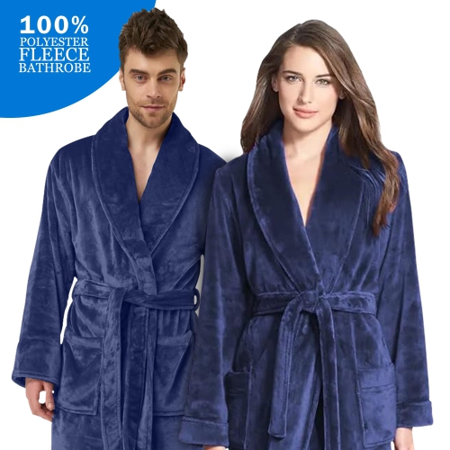 Canadian Linen Women Fleece Bathrobe Shawl Collar Kimono Bath Robes for Women and Men Long Robe Soft Plush Robe Spa Robe