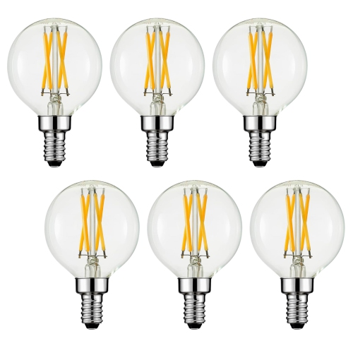 STRAK  Led Dimmable G12.5 Candelabra Bulb, 4W (40W Equivalent), 3000K Soft White, 400Lm, Clear Globe E12 Base Incandescent Bulb, 90+Cri Cul/ul Listed