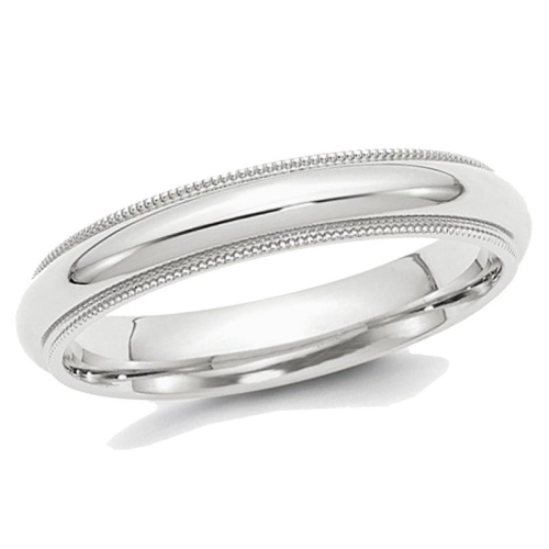 GEM AND HARMONY  Ladies Or Mens 4MM Comfort Fit Milgrain Wedding Band Ring In Platinum
