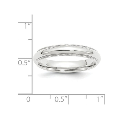 Ladies or Mens Platinum 4mm Comfort Fit Milgrain Wedding Band Ring