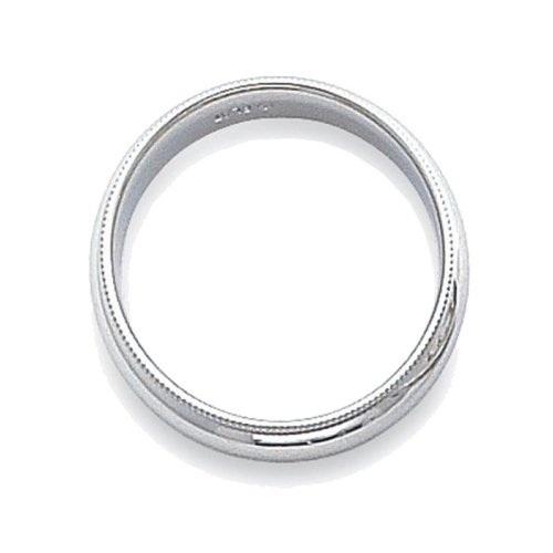 Ladies or Mens Platinum 4mm Comfort Fit Milgrain Wedding Band Ring