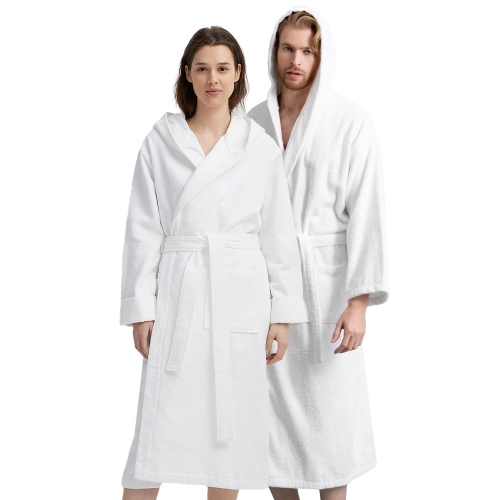 Terry Cloth Bathrobes for Women 100% Cotton Hooded Robes Soft Bathrobe Towel Spa Robe Unisex adult Hotel Robe Warm Mens Robe