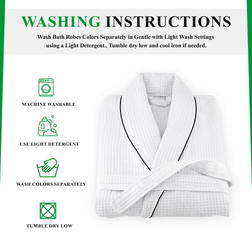 Canadian Linen Women Shawl Collar Terry Waffle Bathrobes Soft Absorbent Cotton Bathrobes for Shower bath Women Spa & Salons Lounge Robes, Large, White