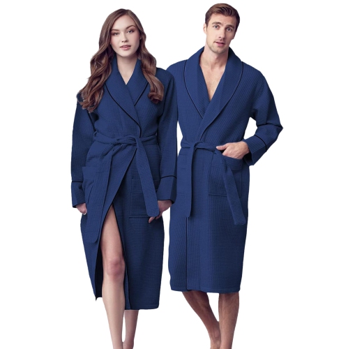 CANADIAN LINEN  Women Shawl Collar Terry Waffle Bathrobes Soft Absorbent Cotton Bathrobes for Shower Bath Women Salons Lounge Robes, X-Large