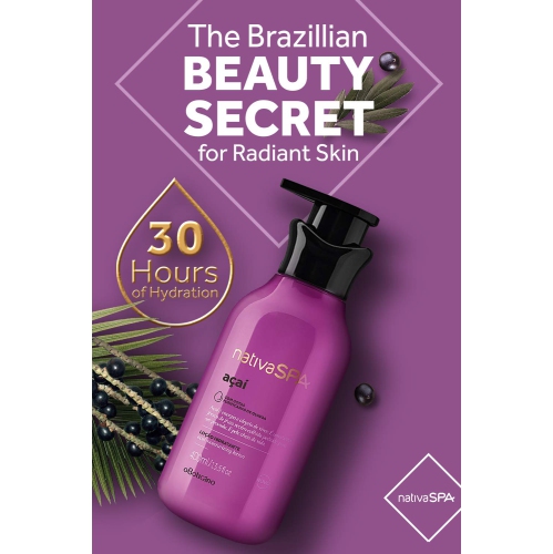 Nativa SPA by O Boticário, Açaí Moisturizing Body Lotion | Long-Lasting Hydration and Lightweight, Fragranced Moisturizer, 13.5 Ounce