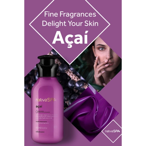 Nativa SPA by O Boticário, Açaí Moisturizing Body Lotion | Long-Lasting Hydration and Lightweight, Fragranced Moisturizer, 13.5 Ounce