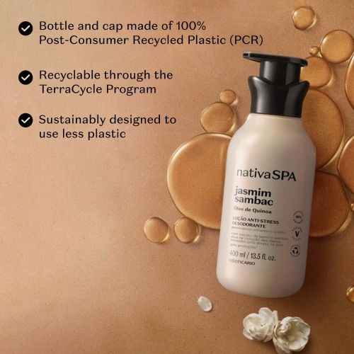 Nativa SPA by O Boticario Jasmin Sambac Anti-Stress Body Lotion, Fragranced Moisturizer Enriched with Purified Quinoa Drops to Boost Hydration, 13.5