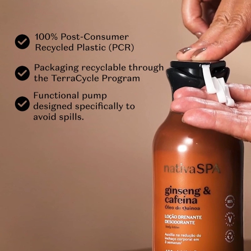 Nativa SPA by O Boticário Ginseng & Caffeine Toning Body Lotion, Fragranced Moisturizer Enriched with Purified Quinoa Drops to Boost Hydration, 13.5