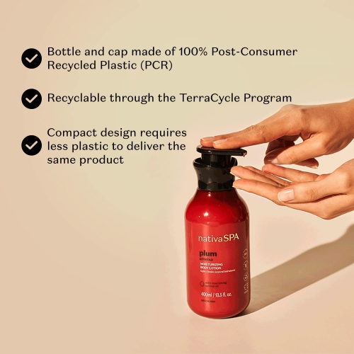 Nativa SPA by O Boticário, Plum Moisturizing Body Lotion, Fragranced Moisturizer Enriched with Purified Quinoa Drops to Boost Hydration, 13.5 Ounce