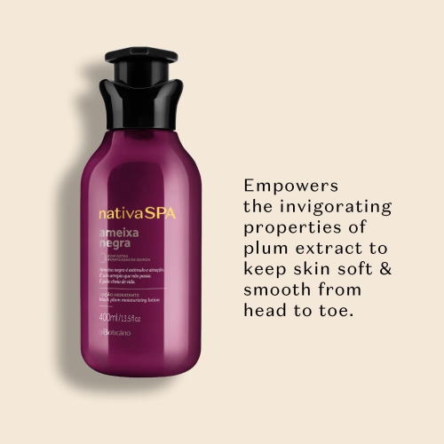 Nativa SPA by O Boticário, Black Plum Moisturizing Body Lotion, Long-Lasting Hydration and Lightweight, Fragranced Moisturizer, 13.5 Ounce