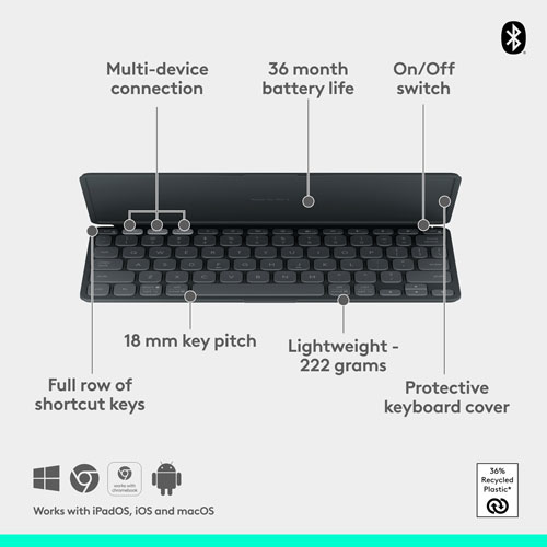 Logitech Keys-To-Go 2 Universal Keyboard with Cover - Graphite - English