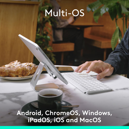 Clavier universel Keys-To-Go 2 de Logitech avec couvercle - Gris pâle - Anglais