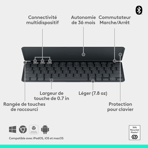 Clavier Keys-To-Go 2 de Logitech pour iPad/iPhone/Mac - Graphite - Anglais