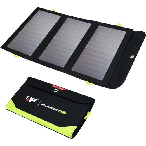 ALLPOWERS  21W Solar Charger With 10000Mah Power Bank And 3 Fast Charging USB-A/USB-C Ports