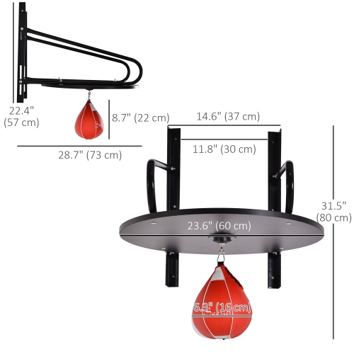 Soozier Adjustable Speed Bag Platform, Wall Mounted Speed Bag for Boxing with 360°Swivel and 6" Speedbag, Punching Training Equipment for Fitness,