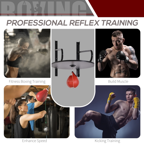 Soozier Adjustable Speed Bag Platform, Wall Mounted Speed Bag for Boxing with 360°Swivel and 6" Speedbag, Punching Training Equipment for Fitness,