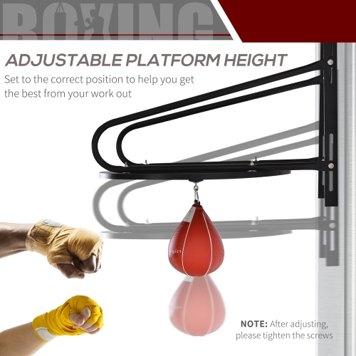 Soozier Adjustable Speed Bag Platform, Wall Mounted Speed Bag for Boxing with 360°Swivel and 6" Speedbag, Punching Training Equipment for Fitness,