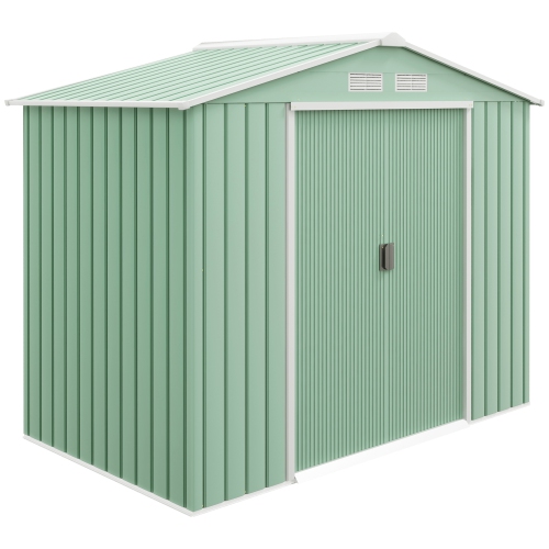 Maison de rangement pour jardin Outsunny avec remise en métal, jardin extérieur, cour. 7 x 4 x 6 pi, trousse de base en acier et portes doubles, vert