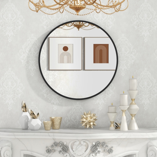 Costway 24" Circle Bathroom Mirror Round Wall Mirror with Explosion-proof Film