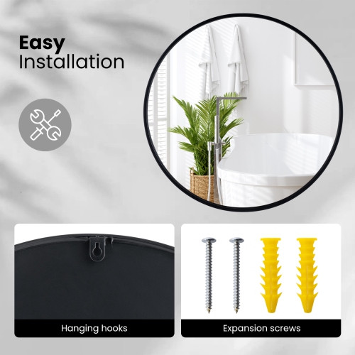 Costway 24" Circle Bathroom Mirror Round Wall Mirror with Explosion-proof Film