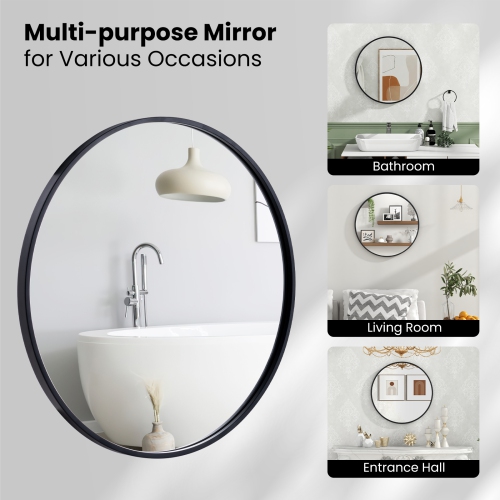 Costway 24" Circle Bathroom Mirror Round Wall Mirror with Explosion-proof Film