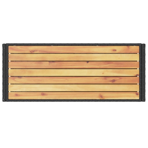 Chariot de bar à 3 niveaux en poly rotin noir et bois d'acacia massif