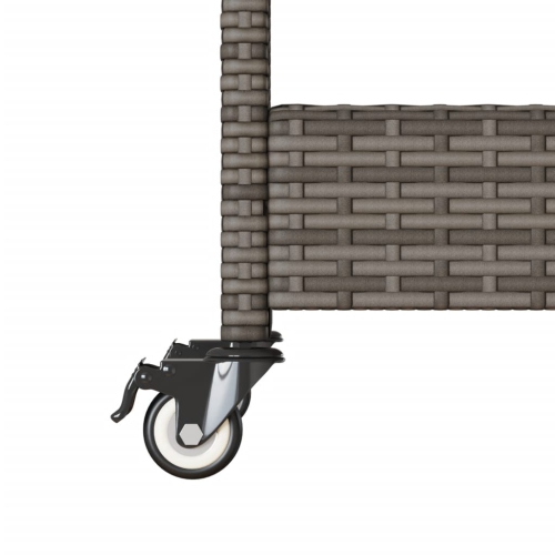 Chariot de bar à 3 niveaux en poly rotin gris et en bois d'acacia massif