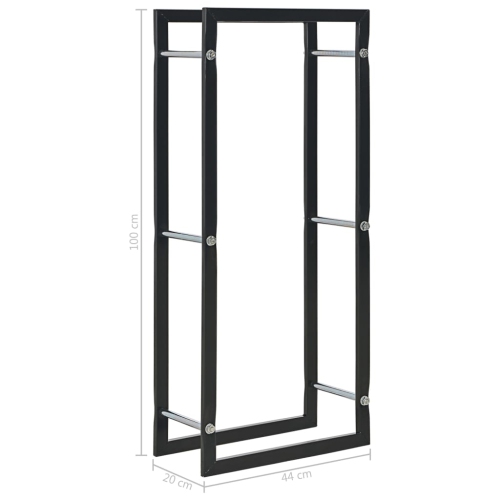 Support en bois de feu noir vidaXL, 4 x 4 x 20 x 100&nbsp;cm, acier