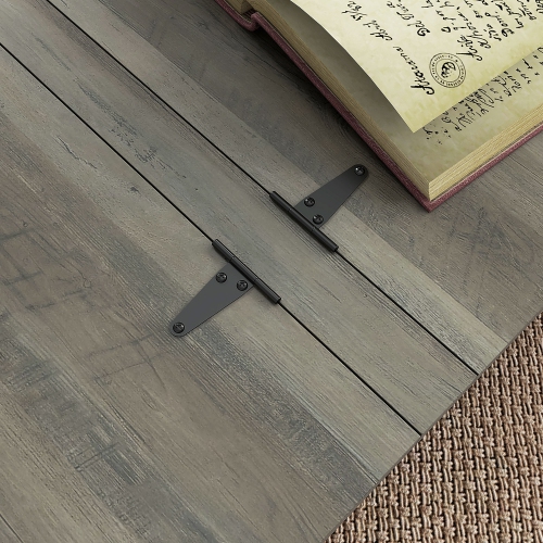 HOMCOM – Table basse Farmhouse à dessus articulé, table centrale carrée avec couvercles rabattables, table de salon avec compartiment de rangement