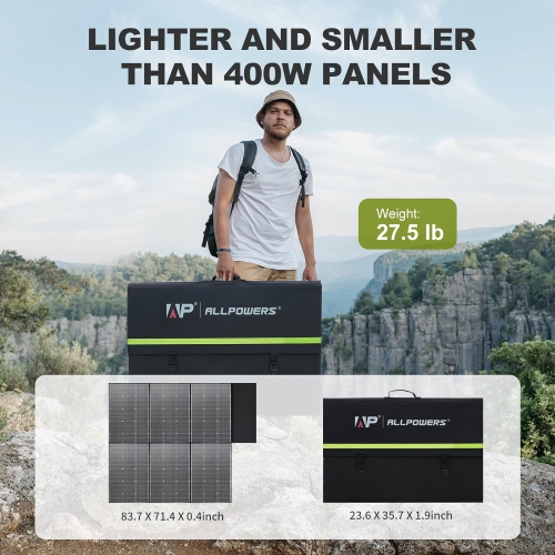 ALLPOWERS R4000 + SP039, 3600Wh 3600W LiFePO4 Expandable Portable Power Station With 600W Portable Solar Panel Included