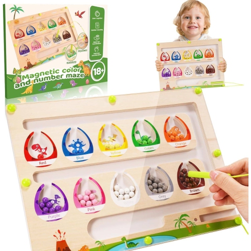 VECELOLIBILIS  Toys for Toddlers, Magnetic Color And Number Maze Toys for 2-6 Year Old Boys, Train Toddler Toys 18 M+ Sensory Toys Christmas Birthday