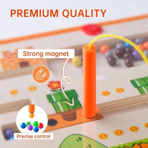 Magnetic Color and Number Maze, Montessori Fine Motor Skills Toy pour garçons filles de 3-6 à 8 ans, casse-têtes de plateau aimanté en bois pour