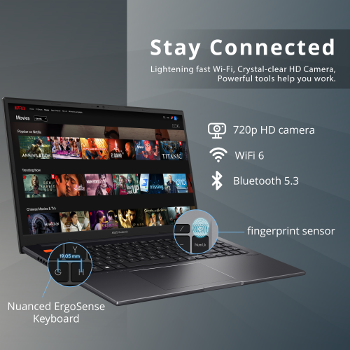 ASUS VivoBook S 15 Slim 15.6" FHD Business Laptop, AMD Ryzen 7 5800H, 2TB SSD, 8GB RAM, AMD Radeon Graphics, Fingerprint Reader, Win 11 Home, Indie