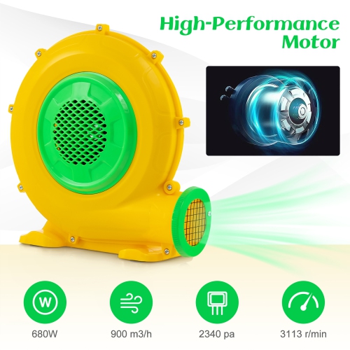 Gymax 680W 0.9 HP Electric Blower 2340 PA Air Blower for Inflatables Water Slide