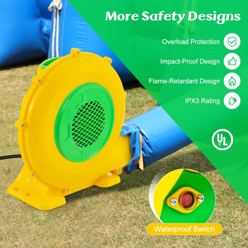 Gymax 680W 0.9 HP Electric Blower 2340 PA Air Blower for Inflatables Water Slide
