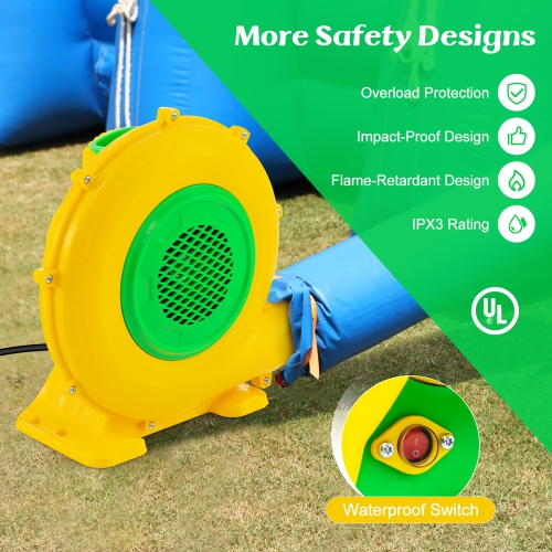 Gymax 480W 0.6 HP Electric Blower 1920 PA Air Blower for Inflatables Water Slide