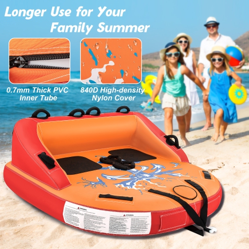 Gymax 2 Person Inflatable Towable Tubes for Boating Water Tubes for Boats to Pull