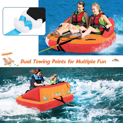 Gymax 2 Person Inflatable Towable Tubes for Boating Water Tubes for Boats to Pull