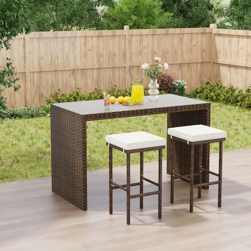 Gymax Wicker Bar Stools Set of 4 w/ Removable Seat Cushions Footrest Support 400 LBS