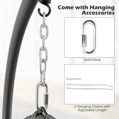 Gymax Hanging Egg Chair PE Rattan Swing Hammock Chair w/ Soft Pillow & Cushion