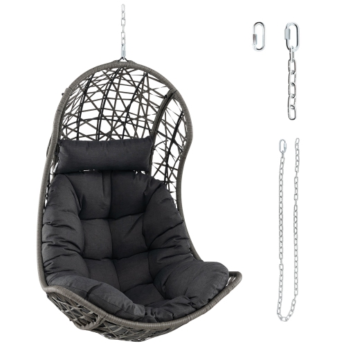 Gymax Hanging Egg Chair PE Rattan Swing Hammock Chair w/ Soft Pillow & Cushion