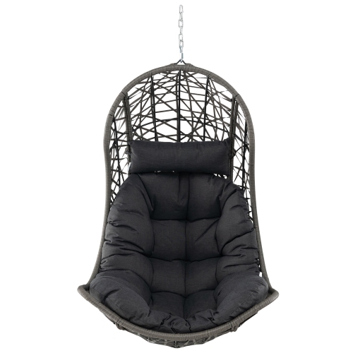 Gymax Hanging Egg Chair PE Rattan Swing Hammock Chair w/ Soft Pillow & Cushion