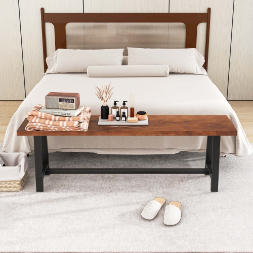 Costway 60" Dining Bench 3 Person Entryway Shoe Bench with Metal Frame for Hallway