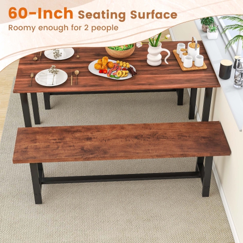 Costway 60" Dining Bench 3 Person Entryway Shoe Bench with Metal Frame for Hallway