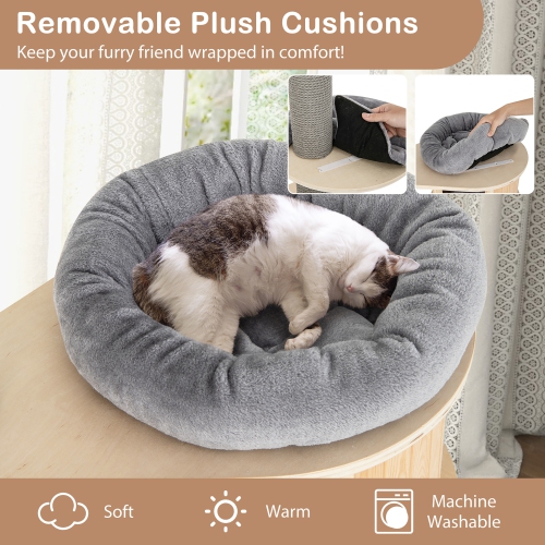 Gymax 6-tier Floor-to-Ceiling Cat Tree w/ Cat Condo Hammock Scratching Posts Platform