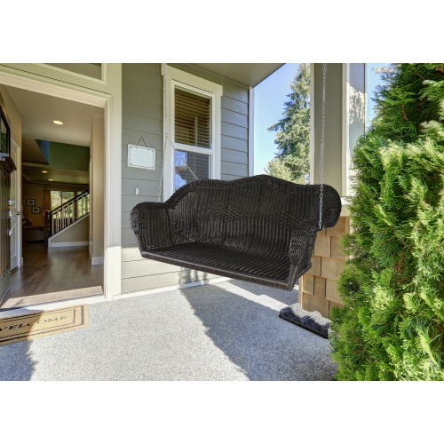 50" Chocolate Brown and Silver Resin Wicker Swing with Chain