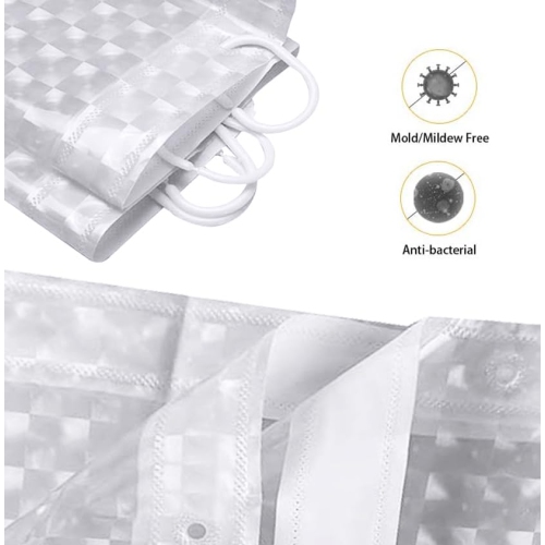 Rideau de douche en PEVA blanc de Canadian Linen 3D, 72 x 72 po, robuste, imperméable, transparent, à utiliser avec ou sans rideau de bain pour