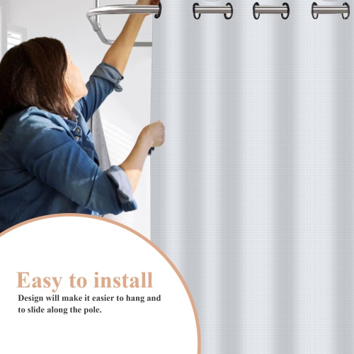 Rideaux de douche en lin canadien sans crochet, 72 x 72 po, doux, résistant à l'eau, en polyester, lavable, avec pince en C, fond magnétique,