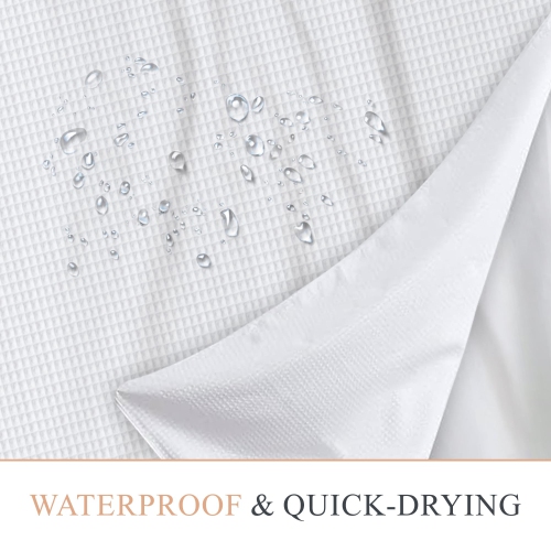 Rideaux de douche en lin canadien sans crochet, doux, imperméable, lavable, en polyester, baignoire, pince en C, fond magnétique, doublure pour salle