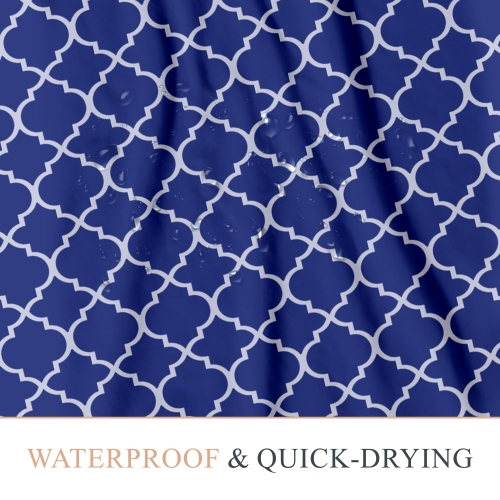 Rideaux de douche en lin canadien sans crochet, 72 x 72 po, lavables en polyester, doux, résistant à l'eau, pour salle de bain, treillis bleu